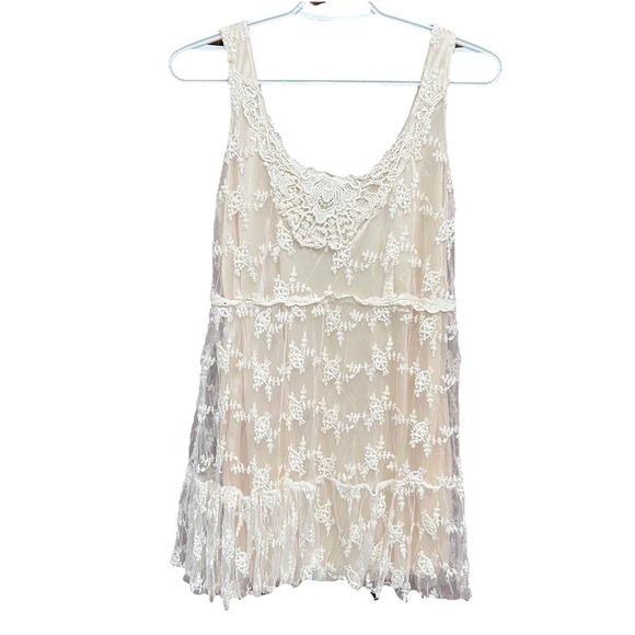 Rue21 Lace Cami Top Ivory‎ Crochet Trim Sleeveless Tank Top Medium - Picture 1 of 9